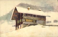 CPA Fantaisie Illustrateur Chalet sous la neige 