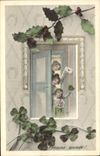 Vintage Postcard Fantasy Woman Children Happy new year