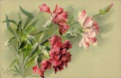 CPA Fantaisie Illustrateur Fleurs 