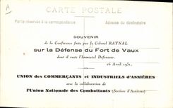 Postal Militaria el Coronel Raynal Defensa del Fuerte de vale