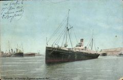 Vintage Postcard Boat Marseilles Steamer outgoing the Bugeaud Marshal of the port