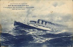 CPA Bateau Paquebot SS Mariette Pacha Compagnie des Messageries Maritimes par grosse mer 