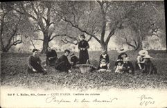 Vintage Postcard Cueillette of the violets Dimensions Azure