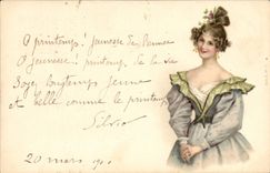 CPA Fantaisie Illustrateur Femme 