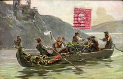 CPA Fantaisie Illustrateur Femme Bateau 