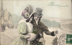 Vintage Postcard Fantasy Woman Happy new year