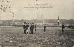 Vintage Postcard Militaria Re-examined of July 14th, 1904 general Pamard giving the military medals