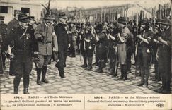 Vintage Postcard Militaria Paris At the Military academy general Gallieni reviewing companies of military preparation Scout