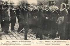 Vintage Postcard Militaria Paris At the Military academy general Gallieni reviewing companies of military preparation