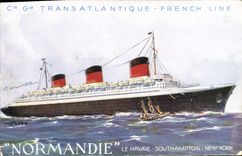 CPA Bateau Paquebot Cie Gle Transatlantique French Line Normandie le Havre Southampton New York 