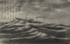 CPA Bateau Paquebot Poste Francais de la Cie Fraissinet par grosse mer Numidia 