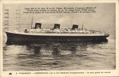 Vintage Postcard Boat Normandy Steamer of the Transatlantic General Co