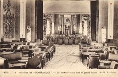 Vintage Postcard Boat Interior Steamer of Normandy the smoking-room and at the bottom the large living room