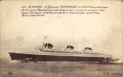 Vintage Postcard Boat Normandy Steamer of the Transatlantic Co Gle Le Havre