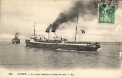 Vintage Postcard Boat Dieppe Steamer outgoing the Newhaven boat of the port