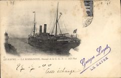 CPA Bateau Paquebot Le Havre La Normandie Steamer de la CGT 