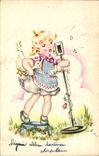 Vintage Postcard Fantasy Radio Child