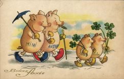 Vintage Postcard Fantasy Pig Pig