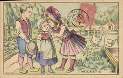 Vintage Postcard Fantasy Children modesty