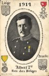 CPA Militaria Albert 1er Roi des Belges Medaille 