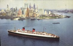 CPA Bateau Paquebot Cunard RMS Queen Elizabeth 