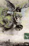 Vintage Postcard Bell Easter Child Angel Woman