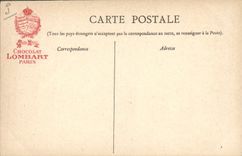 Postal Chocolate Lombard París los pequeños oficios parisienses la jugadora de Órgano CUMBRE