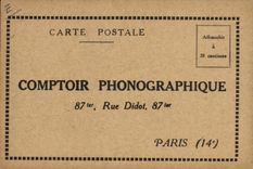 Postal Contador Fonográfico Rue Didot París Máquina que habla CUMBRE