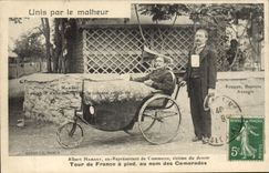 CPA Albert Hamant ex Representant de commerce victime du devoir Tour de France a pied Radiophone TOP 