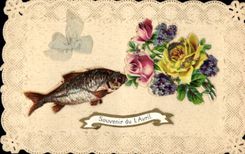 Vintage Postcard Brodee Fantasy Flowers Poisson