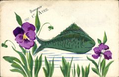 CPA Fantaisie Paques Poisson 1er Avril 