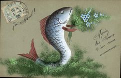 CPA Fantaisie Paques Poisson 
