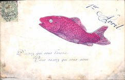 CPA Fantaisie Paques Poisson 1er Avril 
