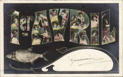 CPA Fantaisie Paques Poisson Femmes 1er Avril 