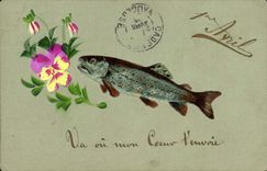 CPA Fantaisie Paques Poisson 1er Avril 