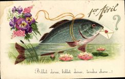 CPA Fantaisie Paques Poisson 1er Avril 