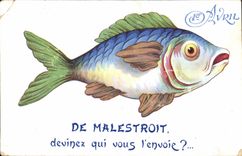 CPA Fantaisie Paques Poisson 