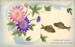 CPA Fantaisie Paques Poisson Fleurs 1er Avril 