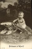 CPA Fantaisie Paques Poisson d'avril Enfant 