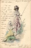 Vintage Postcard Fantaisie Woman Fishes