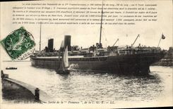 Vintage Postcard Boat Steamer Le Havre Left Provence of CGT