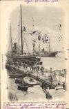 CPA Bateau Paquebot Alger Depart du transatlantique Eugene Pereire