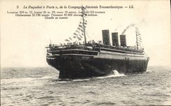 Vintage Postcard Boat Paris Steamer of the Transatlantic General Company