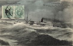 CPA Bateau Paquebot Parana par grosse mer dans le Golfe du Lion 
