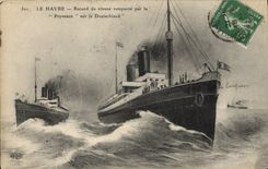 CPA Bateau Paquebot Le Havre Record de vitesse remporte par le provence sur le Deutschland