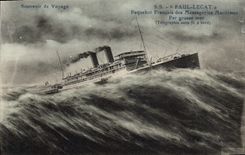 CPA Bateau Paquebot SS Paul Lecat Messageries Maritimes par grosse mer