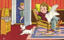 Postal De radio Niños perro