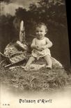 CPA Fantaisie Paques Poisson Enfant Bebe 