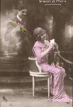CPA Fantaisie Paques Poisson Femme 