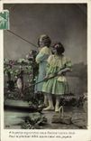 CPA Fantaisie Paques Poisson Enfants Peche 